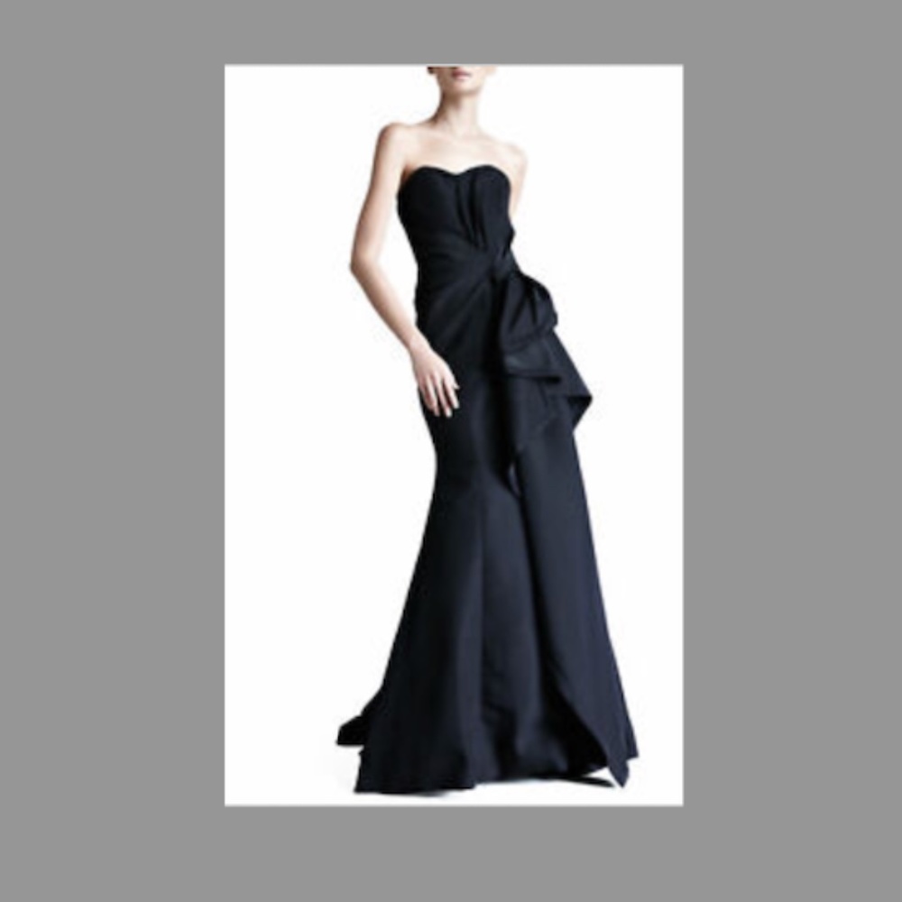 Carolina Herrera Silk Faille Navy Gown Size 6